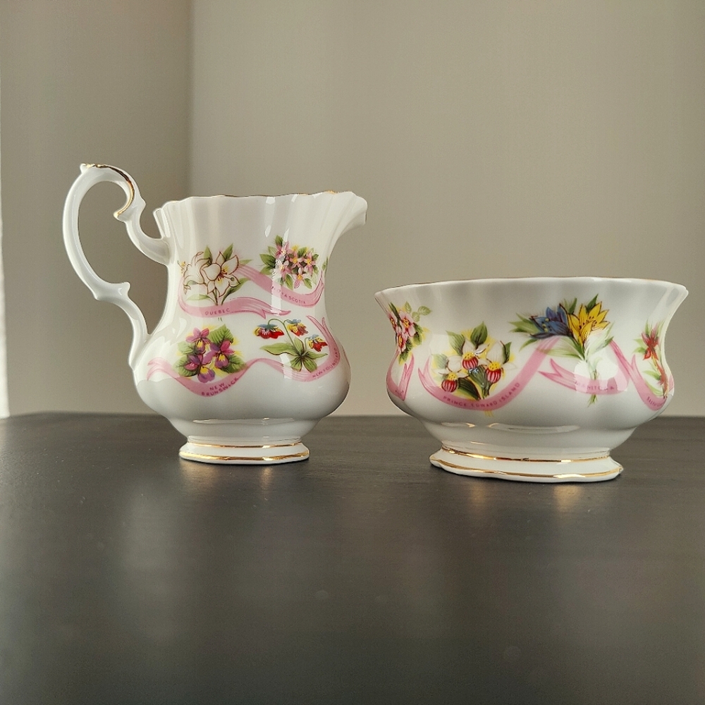Vintage | Royal Albert | creamer and sugar bow | Canadian provincial flowers